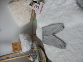 Jolie jogging pantalon gris intérieur chaud Primark mixte bébé fille bébé garcon 0 mois 3 mois 62cm