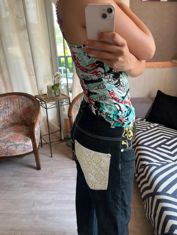 Top débardeur coquette dentelle y2k 2000yer grunge bohème champêtre - photo numéro 3