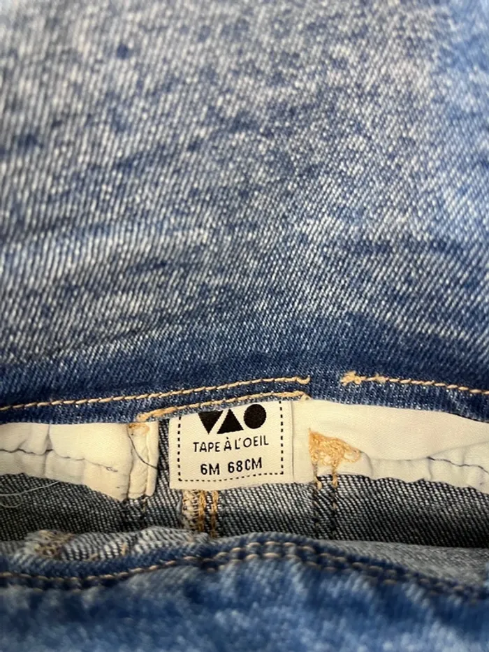 Salopette en jeans taille 6 mois tao - photo numéro 4