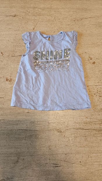Blouse sans manche bleu lavande, avec sequins, broderie, Epop, 3  ans, nickel