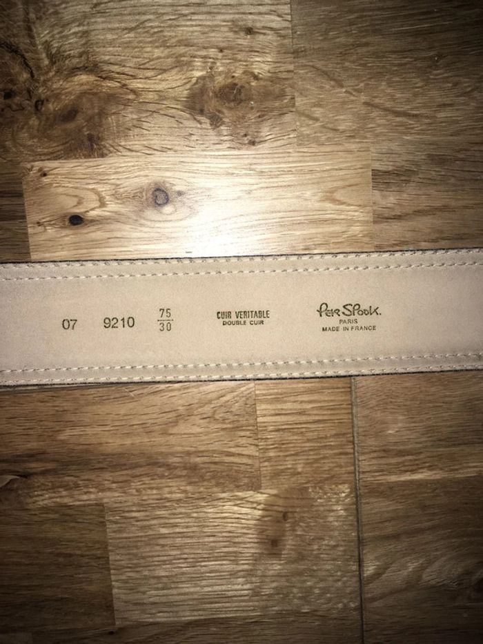 Jolie ceinture noire en cuir coutures beiges per spook 75cm - photo numéro 3