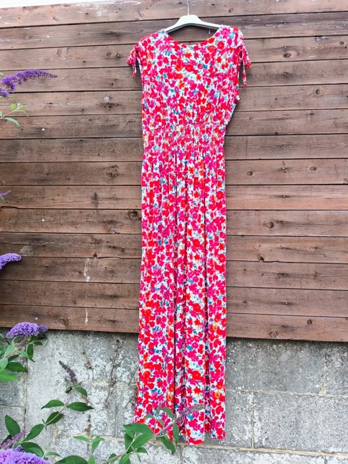 Robe longue magique extensible fleurie rouge et blanche à fleurs TU 38 à 52 - photo numéro 7