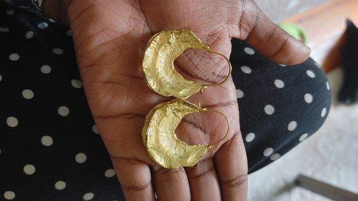 Boucle d'oreille fulani créole peulh peuls en métal doré subsaharienne Afrique - photo numéro 4