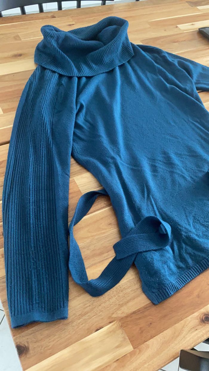 Pull tunique bleu pétrole - photo numéro 2