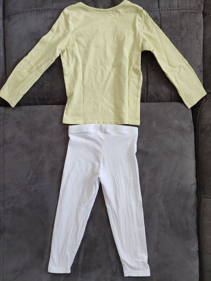 Ensemble Haut jaune manches longues fille 4 ans et legging Okaïdi banc neuf - photo numéro 4