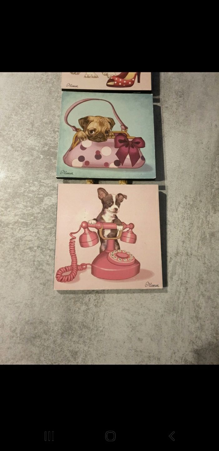 3 petits cadres de décoration chiens - photo numéro 3