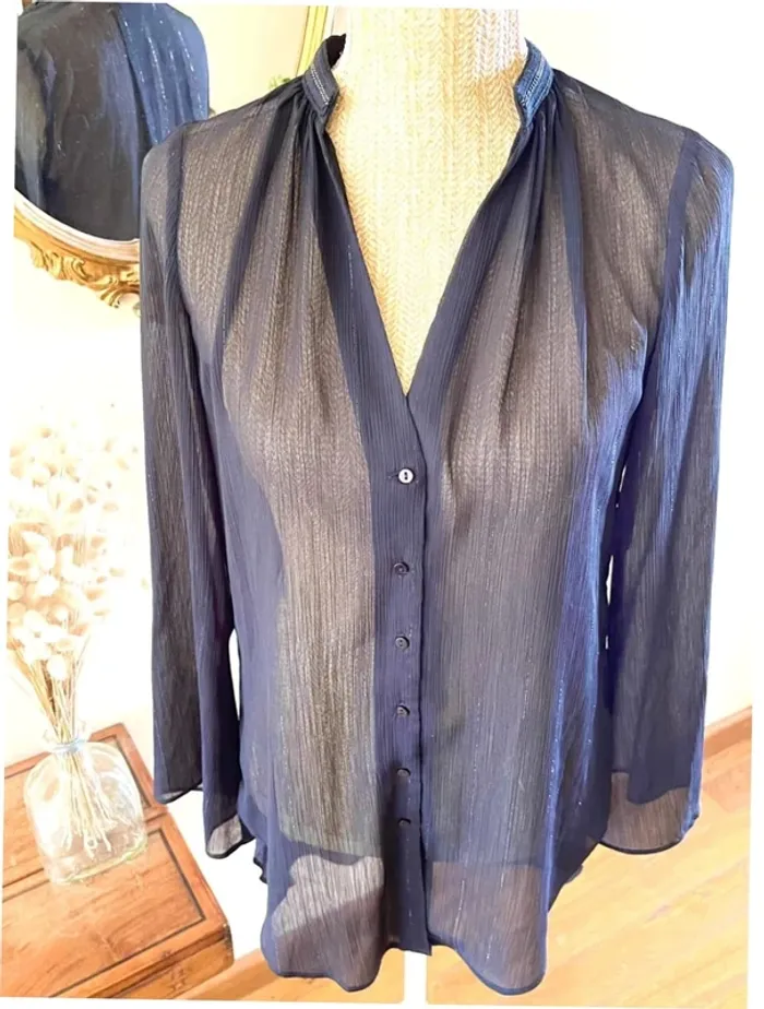 Sublime blouse chemise manche longue noir fluide Zara taille XS - photo numéro 10