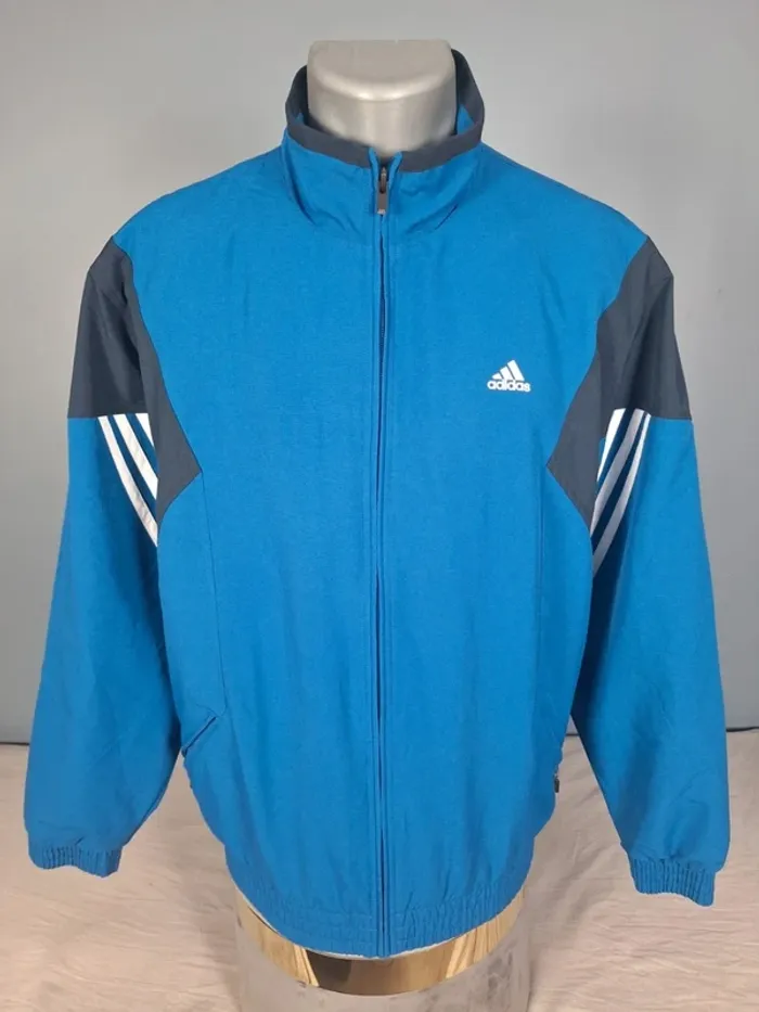 Veste Adidas Vintage Bleu & Noir – Années 2000 – Taille L - imprimé (595)