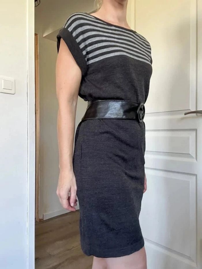 K Woman Robe pull rayée grise – Taille 36 – Très bon état - photo numéro 12