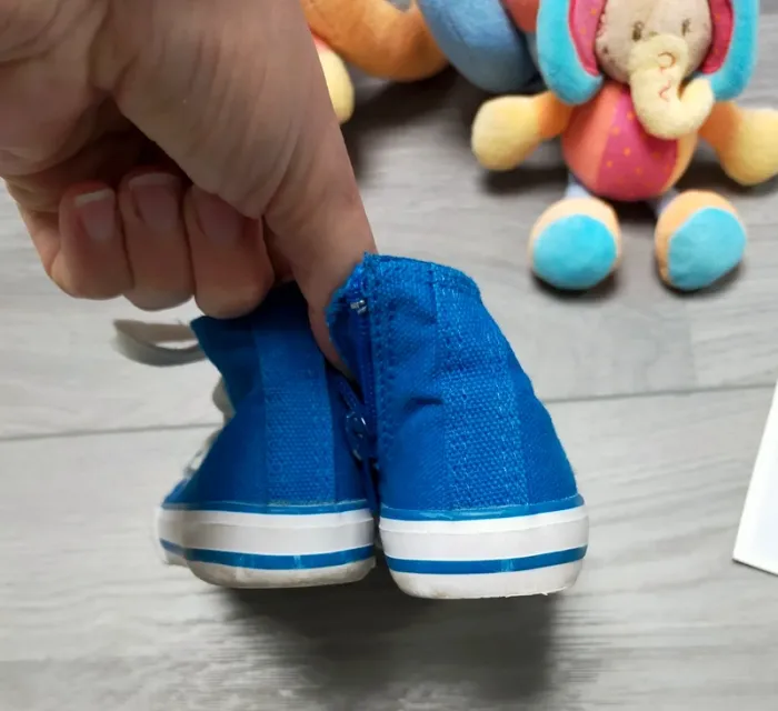 Baskets montantes toile lacets et fermeture éclair bleu 21 La Redoute - photo numéro 5