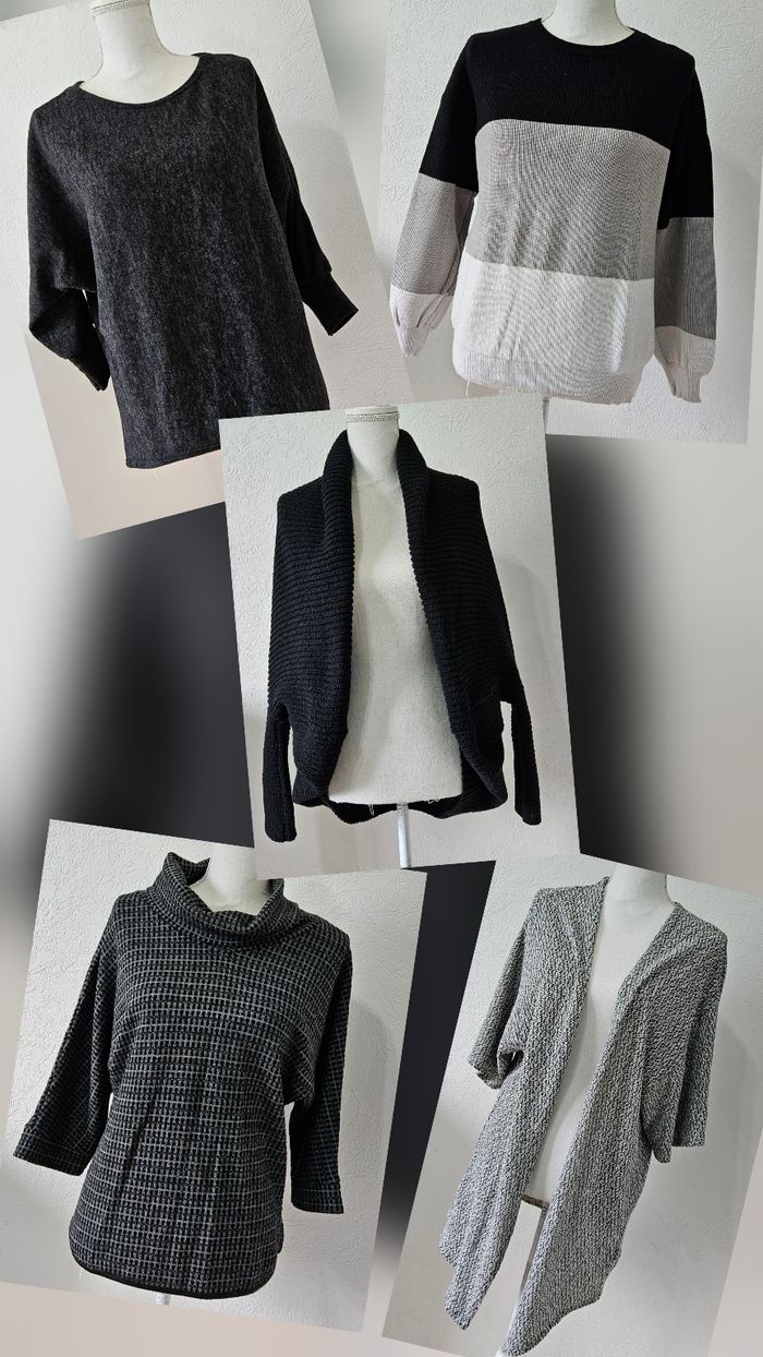 3 pulls et 2 gilets taille 36