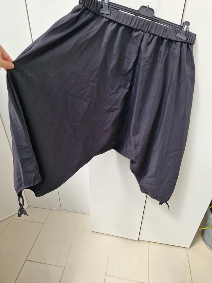 Pantalon Sarouel Jambes Ultras Larges Taille Elastique Noir - photo numéro 5