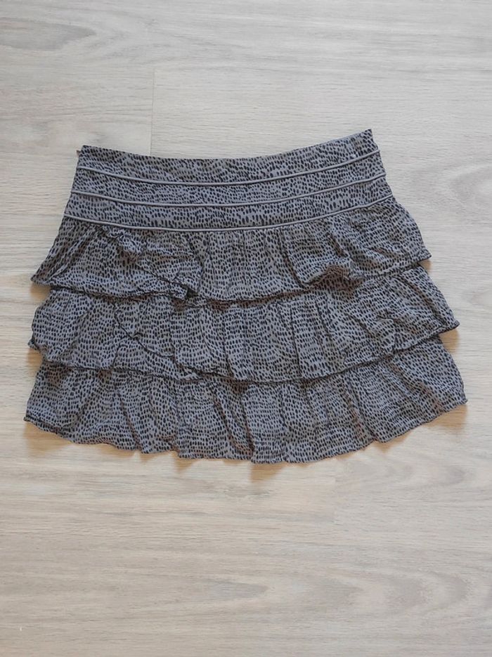 Mini jupe volant gris moucheté noir y2k / Bonobo Jeans - 38/M - photo numéro 7