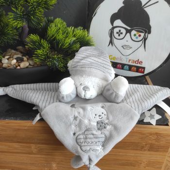 Doudou Max & Sax doudou plat ours gris blanc étoile nuage Lune  moon Carrefour