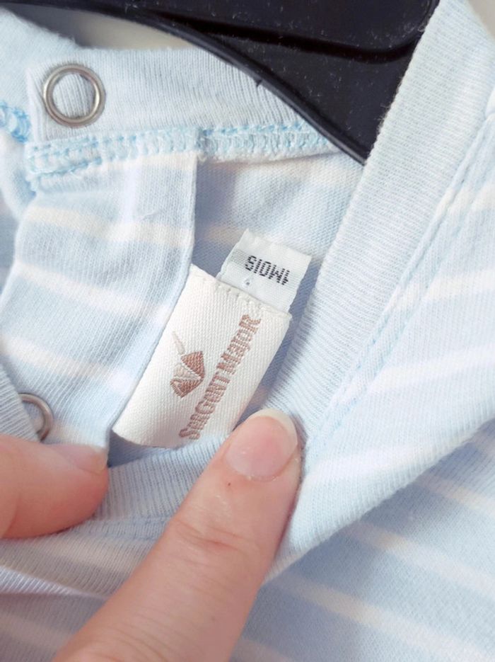 Tee-shirt bleu blanc rayé marinière / Sergent Major - 1 mois - photo numéro 4