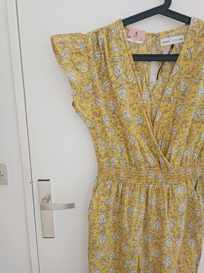 Combinaison d'été 100% coton jaune motif fleurs Taille S Lefties Neuf avec étiquette - photo numéro 2