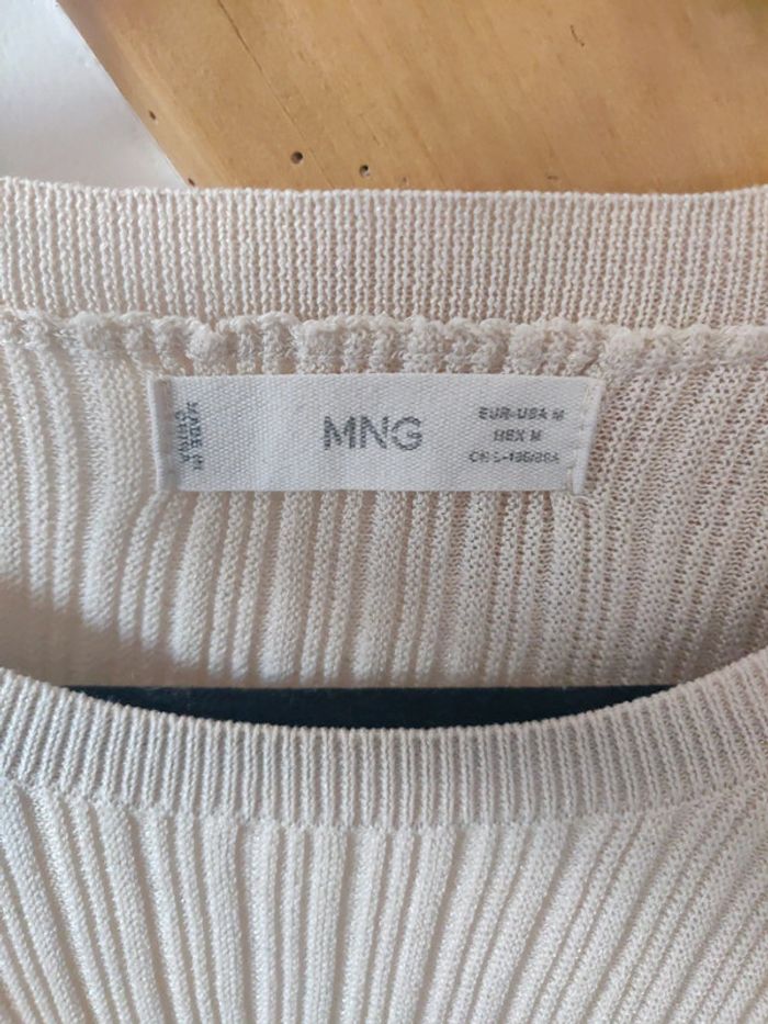 Haut court manches amples beige basic MNG taille M - photo numéro 5