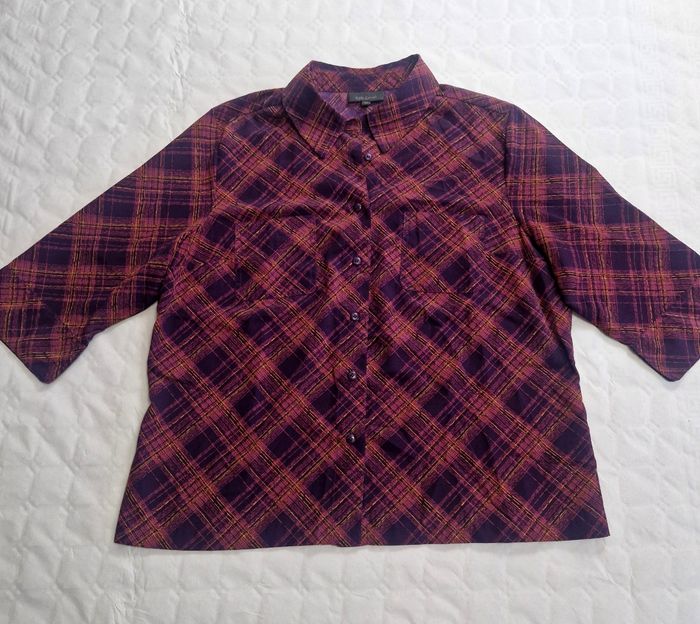 Chemisier Fluide Carreaux Violet/Prune Kiabi – Taille 48