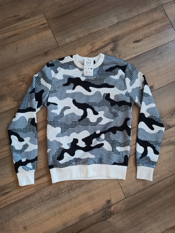 Pull militaire blanc homme manches longues L