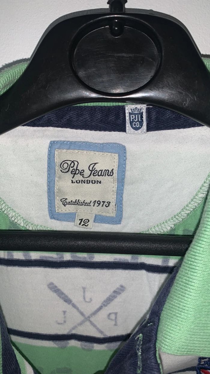 Polo vert blanc 12 ans Pepe Jeans London 1973 - photo numéro 3