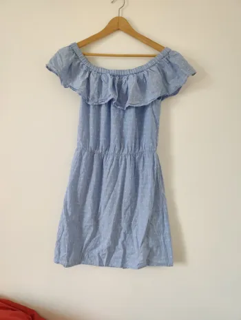 Robe en coton col bardot