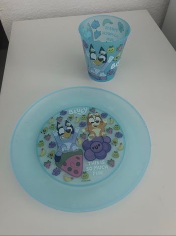 Assiette et verre Bluey