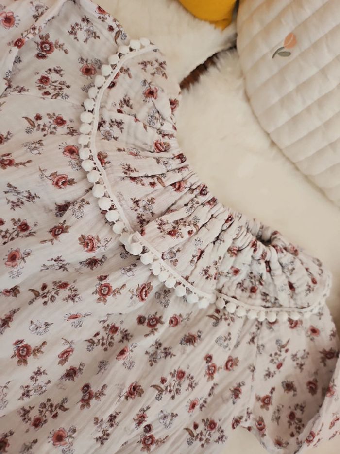 Barboteuse fleurs double gaze - photo numéro 4