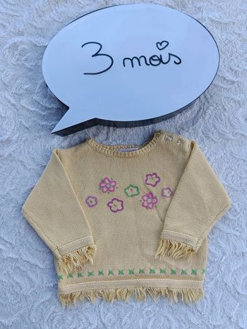 Pull Fille 3 mois Fleurs Kimbaloo