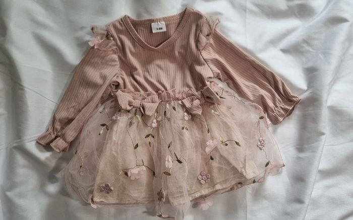 Robe bébé rose à tulle fleuri - photo numéro 3