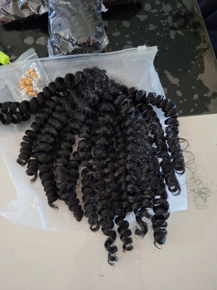 Extensions Cheveux synthétique au crochet bouclées noir - photo numéro 5