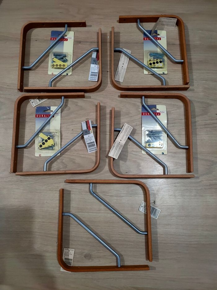 Lot 10 support équerre Bois Acier 22cm cheville et Vis