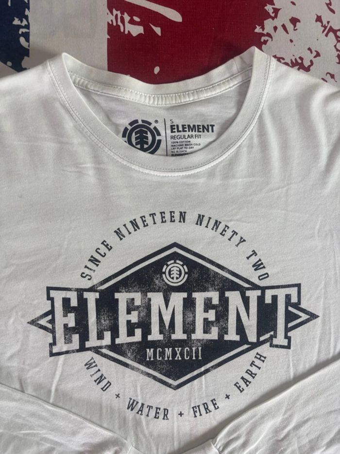 T-shirt manche longue Element taille S blanc logo imprimé noir - photo numéro 3