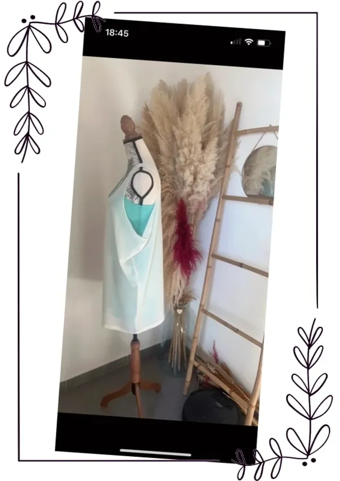 Petite robe d’été turquoise et ivoire - photo numéro 2