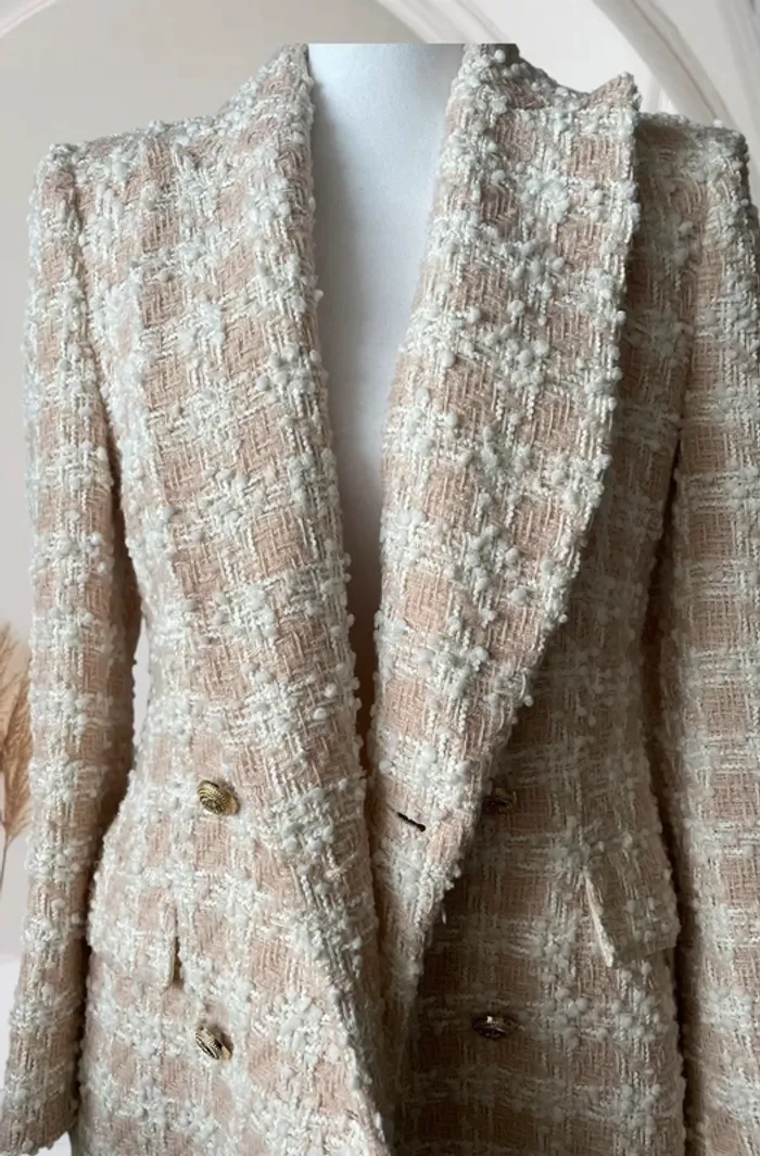 Veste blazer à carreaux texturée zara taille 36 - photo numéro 5