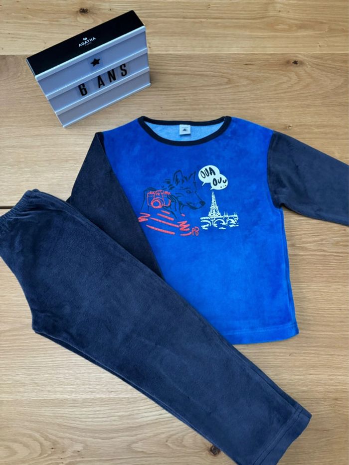 Pyjama 2 pièces en velours bleu/bleu marine - Taille 6 Ans