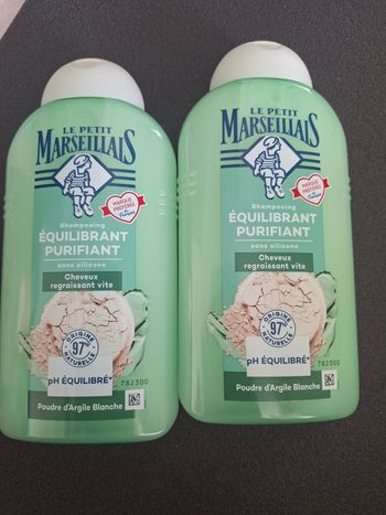 Lot de 2 Shampooing purifiant pour cheveux régressant vite  à l'argile blanche ph équilibré