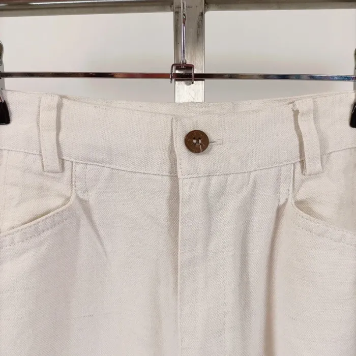Pantalon Naf naf vintage blanc, corsaire, coton et lin taille 40 A316 - photo numéro 2