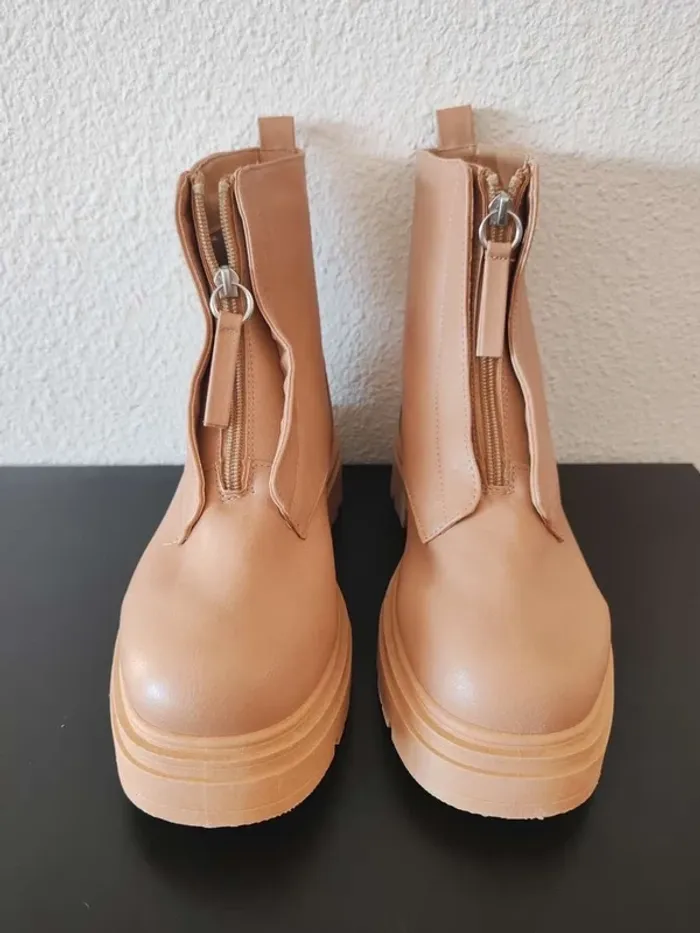 Boots marron en faux cuir – Taille 39 - photo numéro 3