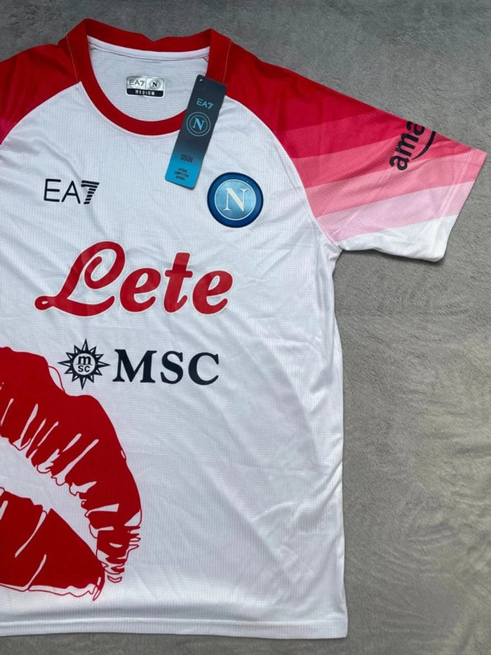 Maillot concept foot Naples blanc rouge édition Baiser taille M - photo numéro 3