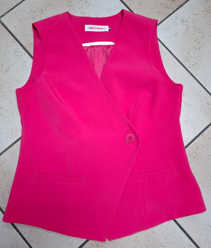 Bel ensemble pantalon gilet hippocampe 38 fuschia - photo numéro 7