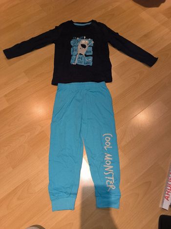 Pyjama 2 pièces 3-4 ans bleu ciel et bleu marine