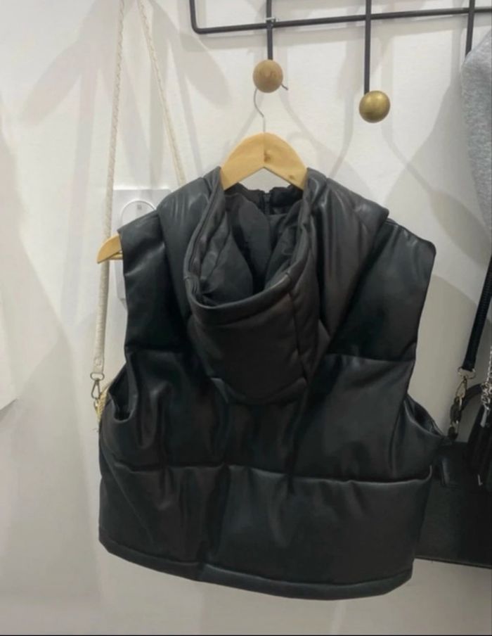 doudoune sans manche en cuir - photo numéro 2