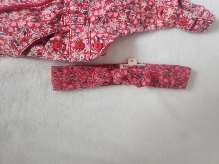 Magnifique lot bébé fille rose motif liberty jogging sweat salopette bandeau haut Dpam 9 mois - photo numéro 16