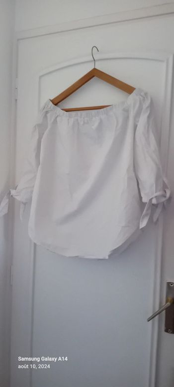 Blouse col elastique manches à nouer blanche femme M justfab