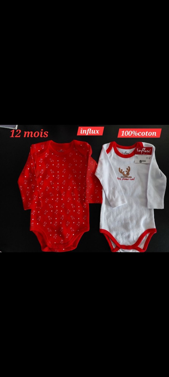 Lot de bodys de Noël fille 12mois - photo numéro 1