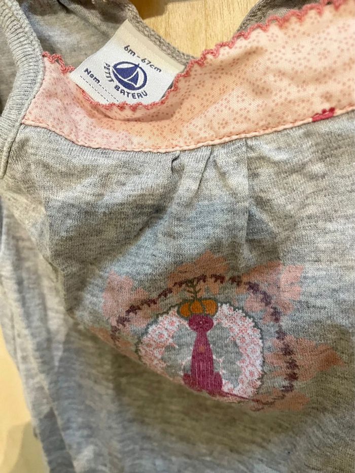 Barboteuse, combi short grise petit bateau - 6 mois - photo numéro 2