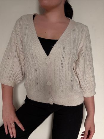 Cardigan blanc crème Gémo M - doux cocooning chic