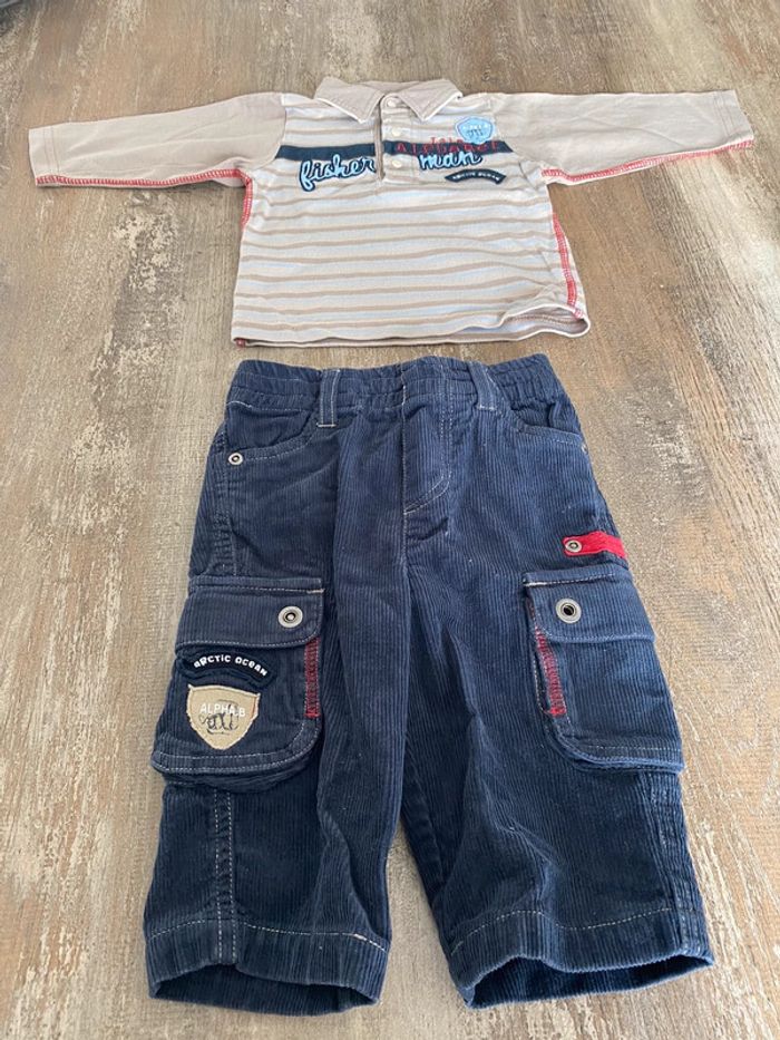 Ensemble 2 pièces bébé garçon Alphabet pantalon et polo
