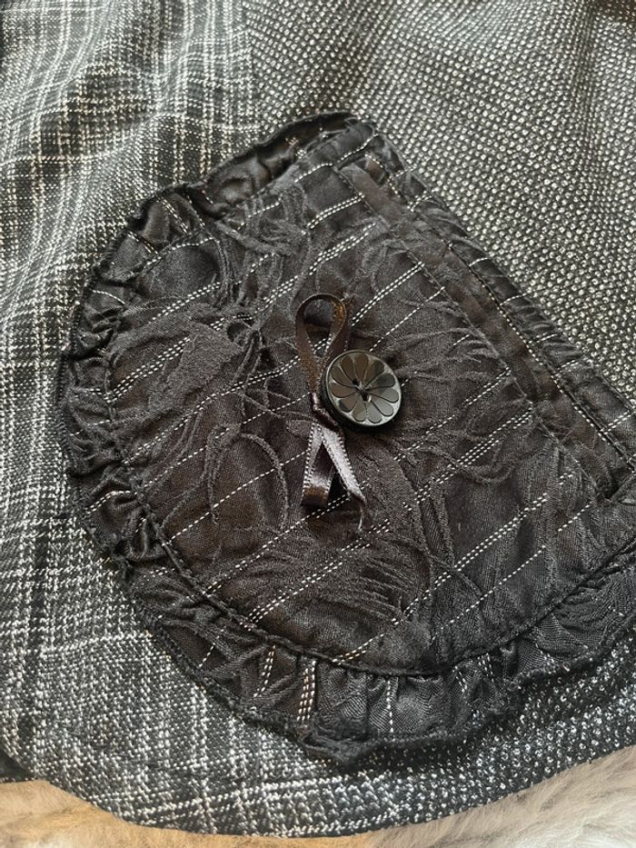 Ensemble habillé Julie Guerlande – Veste & pantalon gris foncé à motifs, taille 44 - photo numéro 4