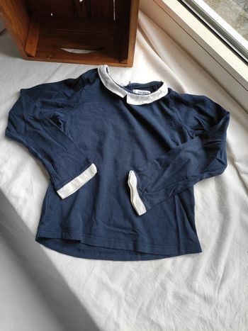T-shirt manches longues col blanc 4 ans